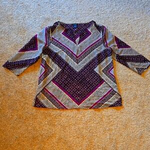 Ann Taylor Women's Geometric Aztec Floral Lightweight Blouse Size Large